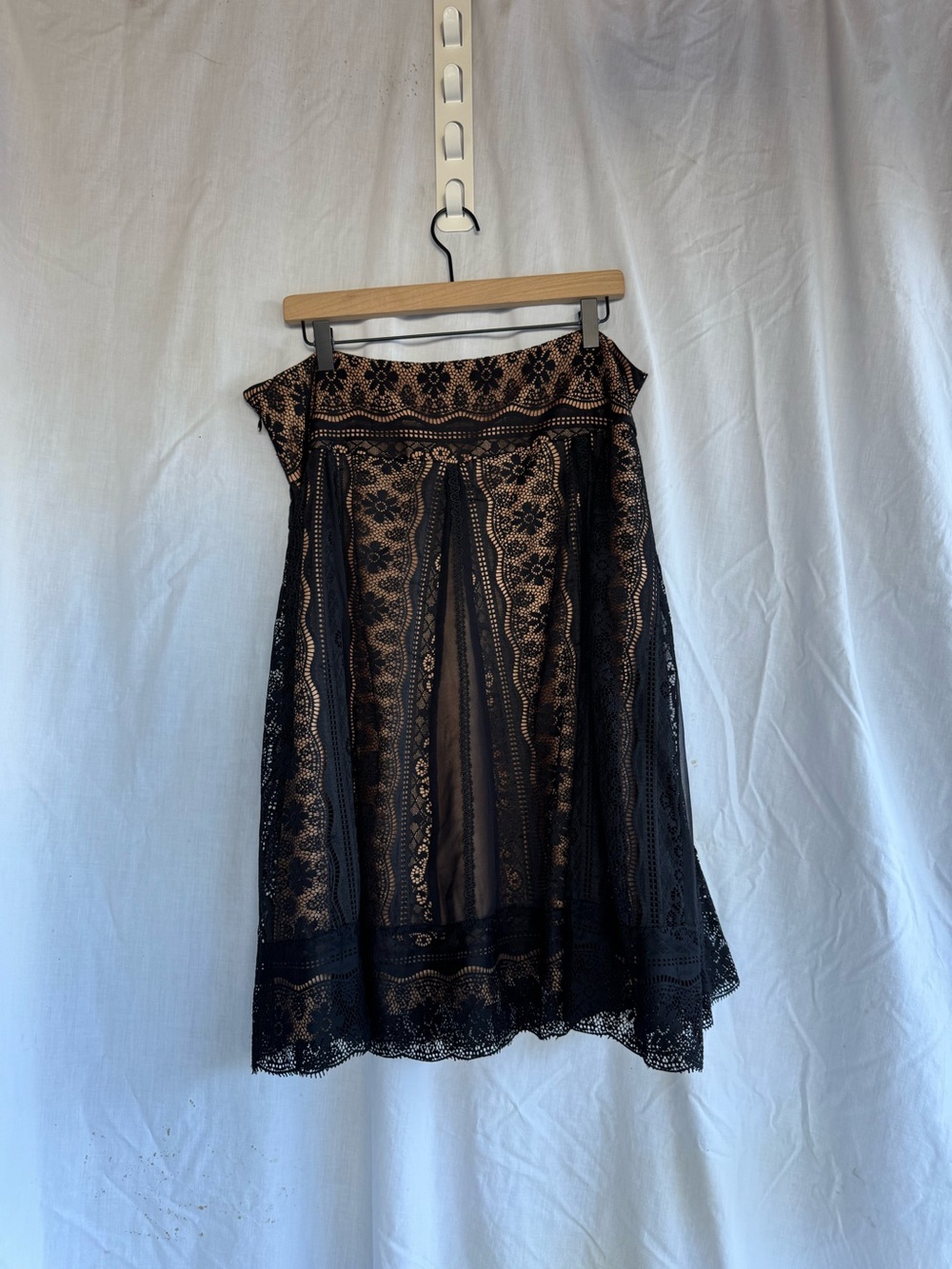 Black Lace A-Line Midi Skirt